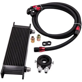

13 ROW AN10 Universal Engine Oil Cooler + Filter Adapter Kit + * Oil Lines