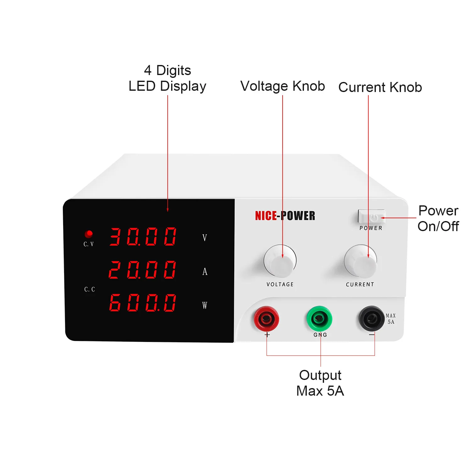 US $216.30 Nice Power RSPS3020 High Precision Four Digital Adjustable Switching 30V 20A DC Variable Power Supply
