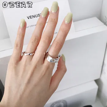 

OBEAR Silver Plated Cone Curved Surface Rings Glossy Elegant Design Chic Rings for Women Minimalist Jewelry
