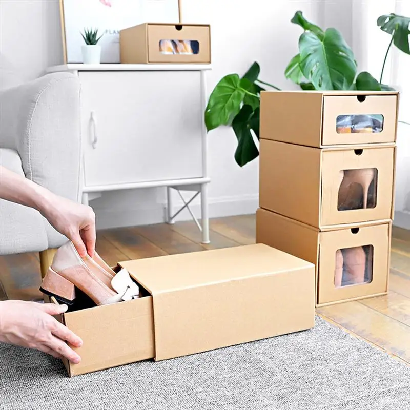 

1pc Shoes Box Foldable Thickened Drawer Type Shoe Case Shoes Container Organizer Box Storage for Shoes