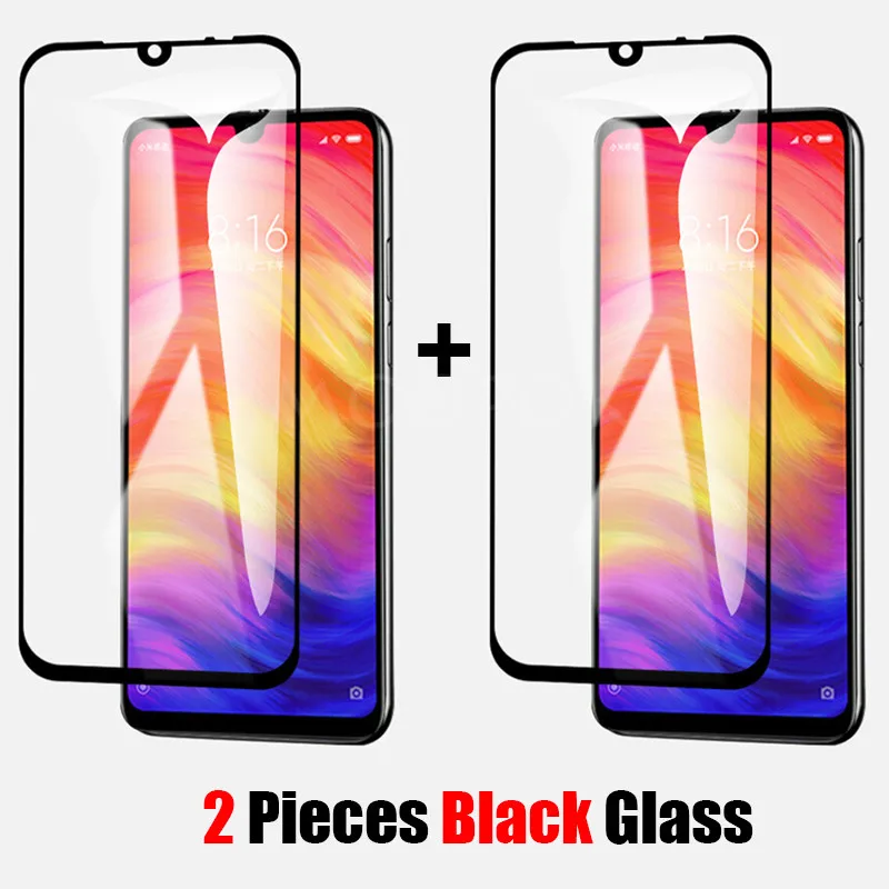 2 in 1 Camera Lens Tempered Glass For Xiaomi Redmi 7 Note 7 8 5 Pro Screen Protector On The For Redmi 8 8A 7 7A Protective Glass - Цвет: 2 Pieces Black Glass