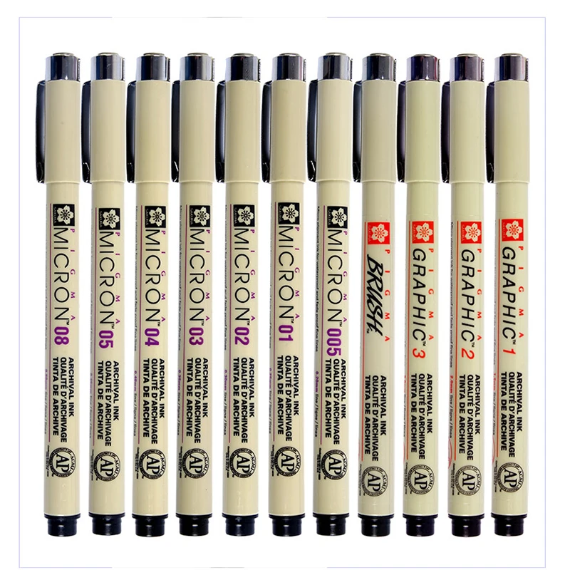 6PCS Sakura Pigma Micron Pen,Archival Pigment Ink Drawing Pens