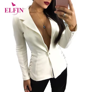 

Long Sleeve Turn Down Office Lady Elegant White Women Coats And Jackets Slim Fit Korean Clothes 2019 SJ4745R