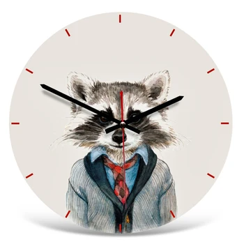 

Creative Minimalist Wall Clocks Art Acrylic European Round Cartoon Cat Dog Printed Wall Clock Study Living Room Home Decor