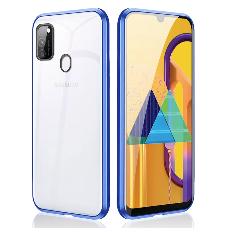 360 магнитный металлический чехол для телефона samsung Galaxy M30S Чехол двусторонний из