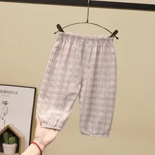 Противомоскитные штаны для мальчиков; детские брюки; летняя одежда; стиль; детская одежда; спортивные брюки-фонарики; тонкие брюки из хлопка и льна; B