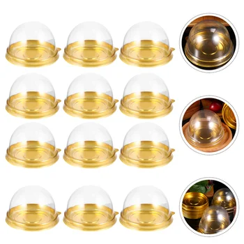 

200pcs Round Shape Mid-Autumn Festival Moon Cake Tray Dessert Box Golden Bottom