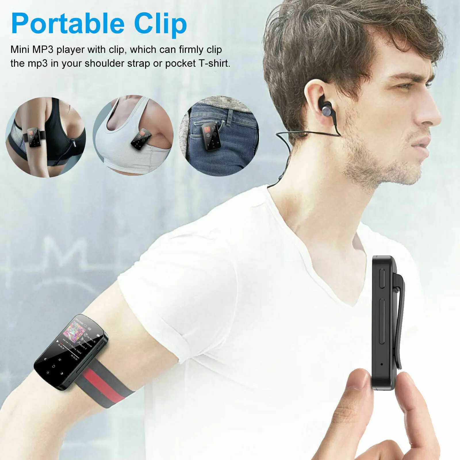 MP3 Player 32GB HiFi Lossless Sound Bluetooth Clip Music Voice Recorder FM Radio