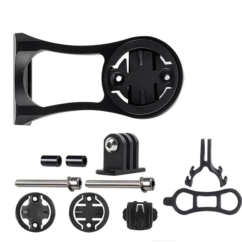 Black Bike Stem Extension Bike Stopwatch Bracket Mount Holder Cycling Tools Alloy Computer out Bicycle Accessories Portable Front - Цвет: Black