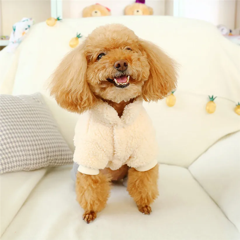 Плотный теплый флисовый комбинезон для собак, шапка для дня рождения, милая одежда для домашних животных, зимняя теплая одежда для собак 9905