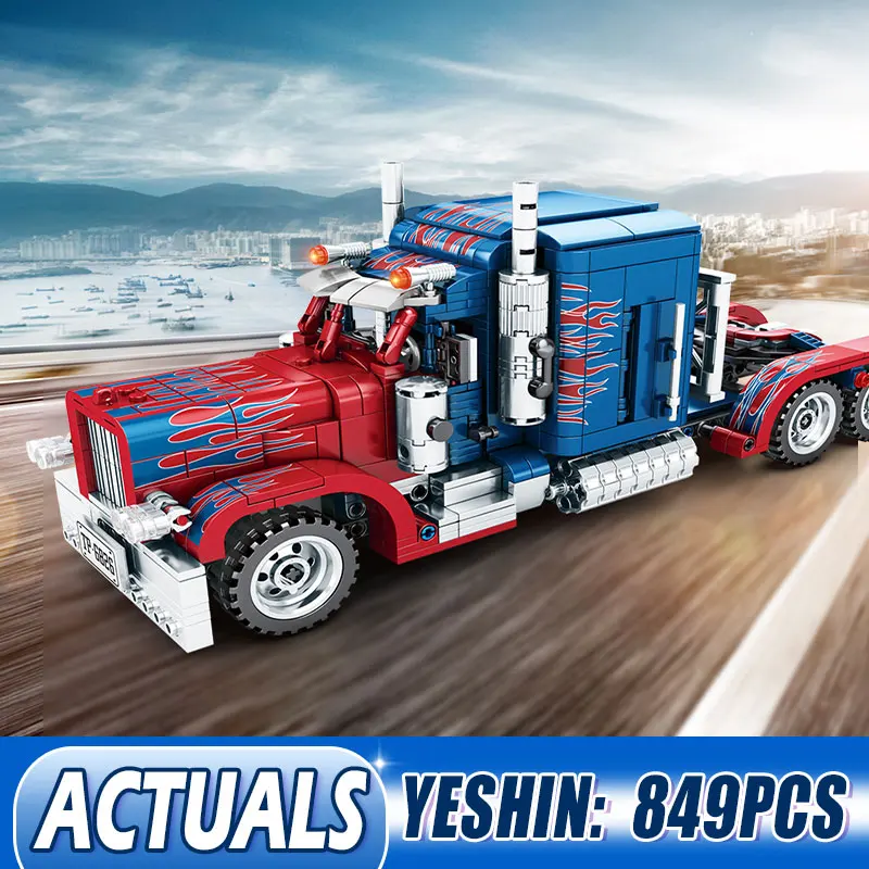 Yeshin Technic Car 701803 Peterbilt, тяжелый контейнер для автомобиля, модель автомобиля, строительные блоки, кирпичи, детские игрушки, рождественские подарки