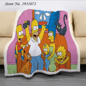 

Cartoon The Simpsons 3D Printed Fleece Blanket for Beds Thick Quilt Fashion Bedspread Sherpa Throw Blanket Adults Kids 07