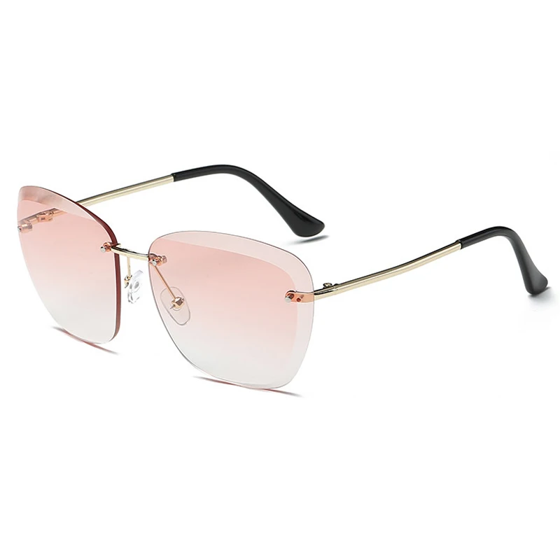 Солнцезащитные очки Ms. Frameless Lens Crystal technology, квадратные солнцезащитные очки для женщин, ретро очки, поляризованный Polaroid Lens, для покупок, путешествий - Цвет линз: Progressive pink