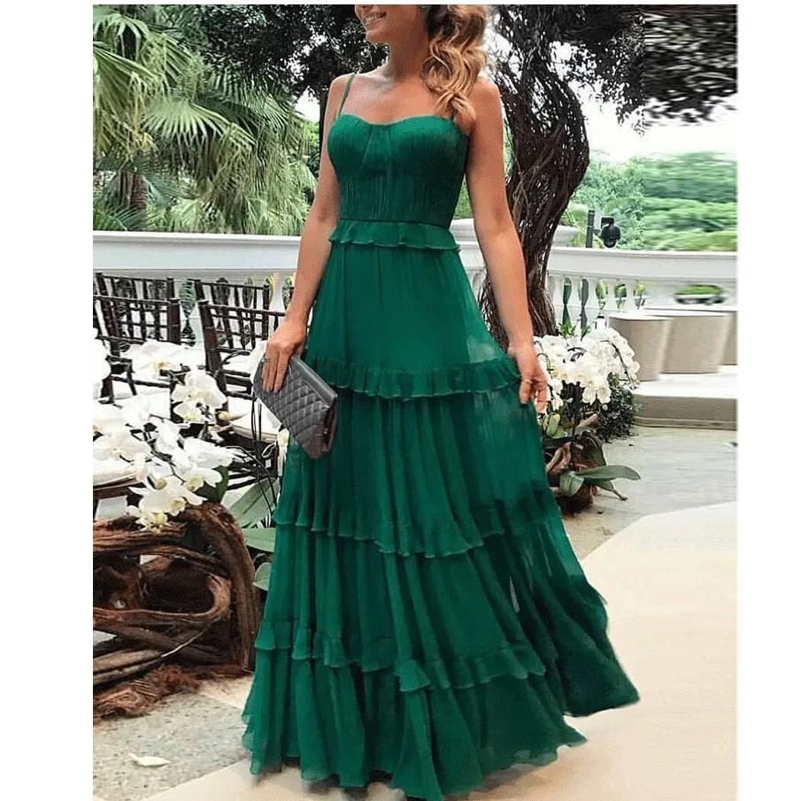 2019 Summer Elegant Woman Ruffles Maxi 