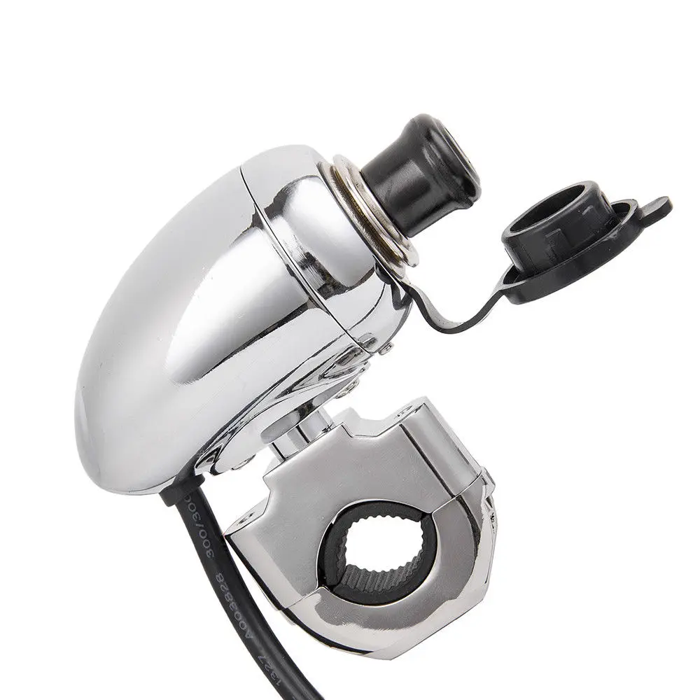 Motorcycle Chrome Electrical Power Point 1/" /& 7//8/" Handlebars 12 Volt Lighter