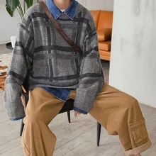Winter Plaid Sweater Men's Warm Fashion Retro Casual Knit Sweater Man Sweter Clothes Loose Long Sleeve Pullover Men M-5XL Winter Plaid Sweater Men's Warm Fashion Retro Casual Knit Sweater Man Sweter Clothes Loose Long Sleeve Pullover Men M-5XL