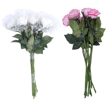 

20 Pcs Latex Real Contact Rose Decor Rose Artificial Flowers Silk Flowers Floral Wedding Bouquet Home Party Design Flowers(White