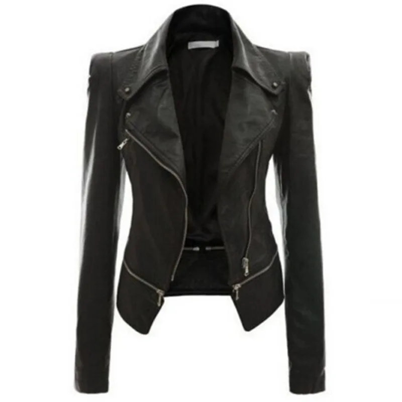 

2019 Autumn And Winter Women's New Style Biker Leather Jacket Jacket Zipper Two Wear Leather Coat