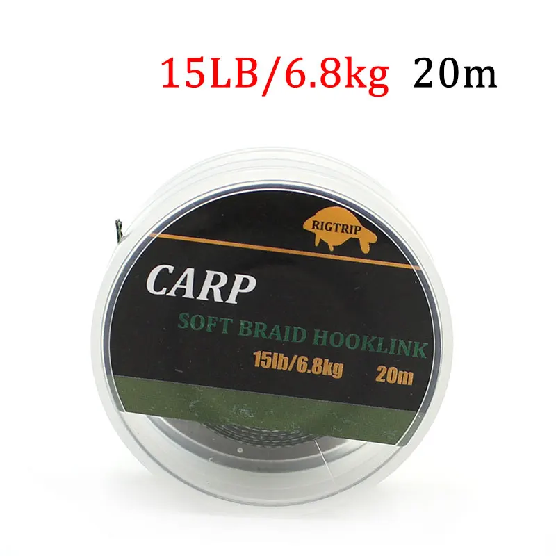 20M Camo Green Carp Fishing Line Soft Hooklinks Strand Braid Carp