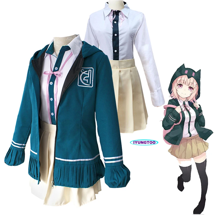Костюм для косплея из аниме Super DanganRonpa 2 школьная Униформа Chiaki Nanami куртка рубашка