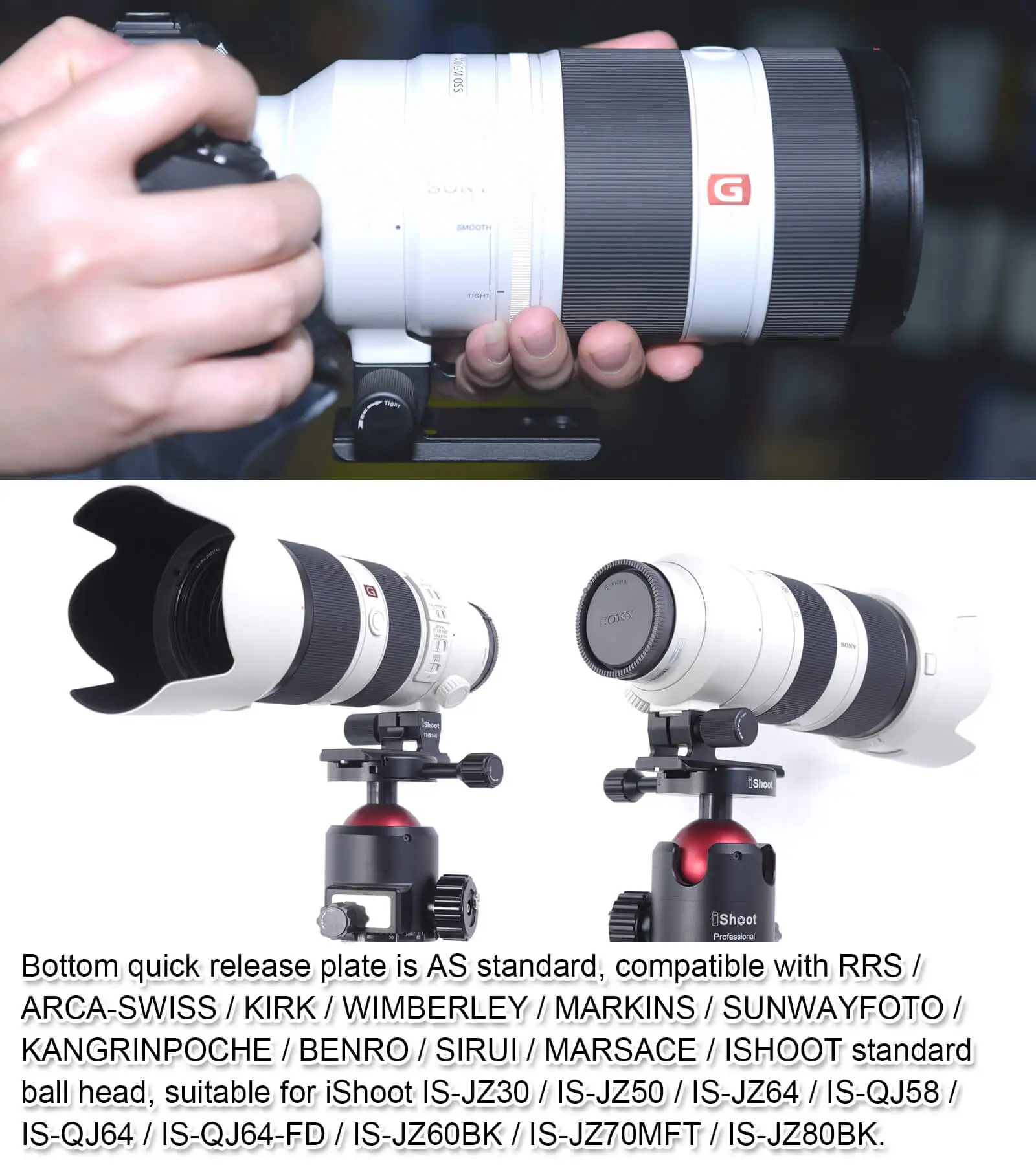 Lens Collar Replacement Foot ARCA 85mm Base for Sony FE 70-200mm f/2.8 GM OSS and Sony FE 100-400mm f/4.5-5.6 GM OSS Lens