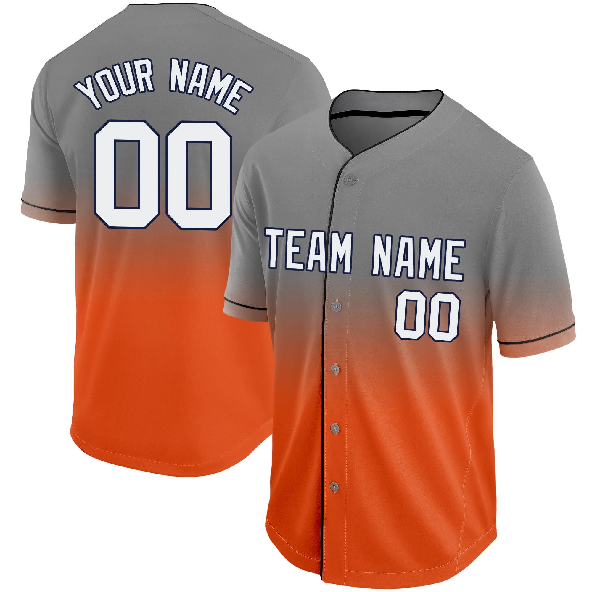 Baseball Jersey Printed Team Name and Numbers Gradient Loose Men/Boy Tee Shirts Awesome Christmas Gift for Playing