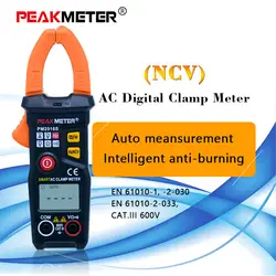 PEAKMETER PM2016S Smart Mini Digital AC клещи мультиметр с сопротивлением частоты удержания данных НТС тестер