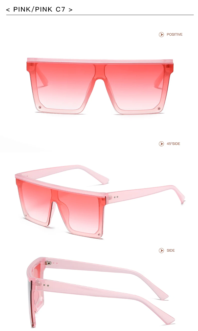 Oversized Square Sunglasses for Women Men Fashion Siamese Lens Style Flat Top Shield Shades best sunglasses for big nose