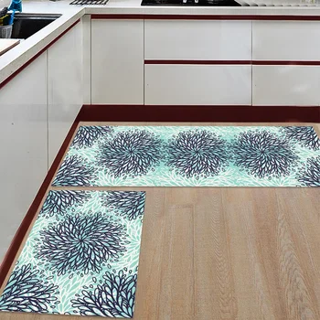 

Floral Pattern Printed Kitchen Mat Anti-slip Carpet Doormat Hallway Bath Mat Living Room