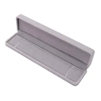 

New Velvet Presentation Gift Jewellery Ring Necklace Bracelet Display Box Case (D, Gray)