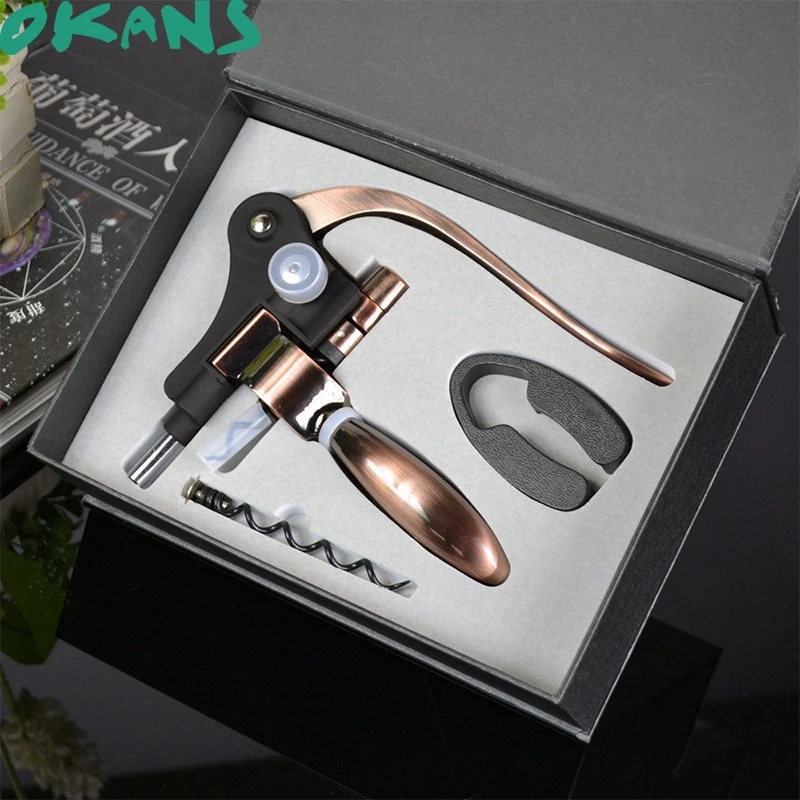 

Wine Bottle Opener Tool Kit Stainless Steel High Quality Rabbit Corkscrew Gift Set Black