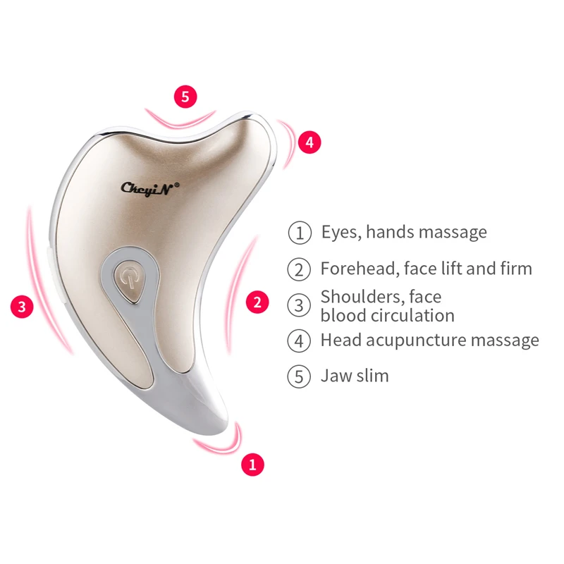 Electric Gua Sha Board Facial Massager Face Lifting Scraping Tool Microcurrent Massage Guasha Plate Wrinkle Removal Slimming 48