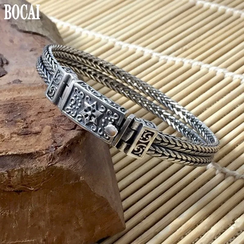 100% real 925 pure silver New six-pointed star bolt bracelet for men Thai fashion jewelry hand-woven male | Украшения и