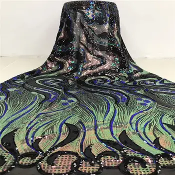 

Blue african lace fabric wedding high quality african french net lace fabric with sequins for nigerian lace fabric 3224b