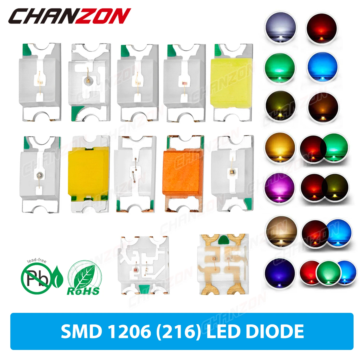 100 шт. 1206 SMD светодиодный диодный чип теплый белый красный зеленый синий желтый