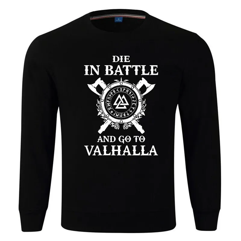 

BTFCL Odin Vikings Sweatshirt Men Die In Battle And Go To Valhalla Hoodie Crewneck Sweatshirts Winter Autumn Hip Hop Streetwear