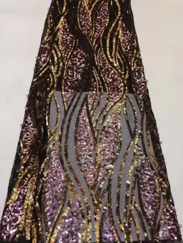 

Super shiny sequined beaded French mesh gauze lace Nigerian lace sequins African lace dress dress DIY high-end apparel fabric