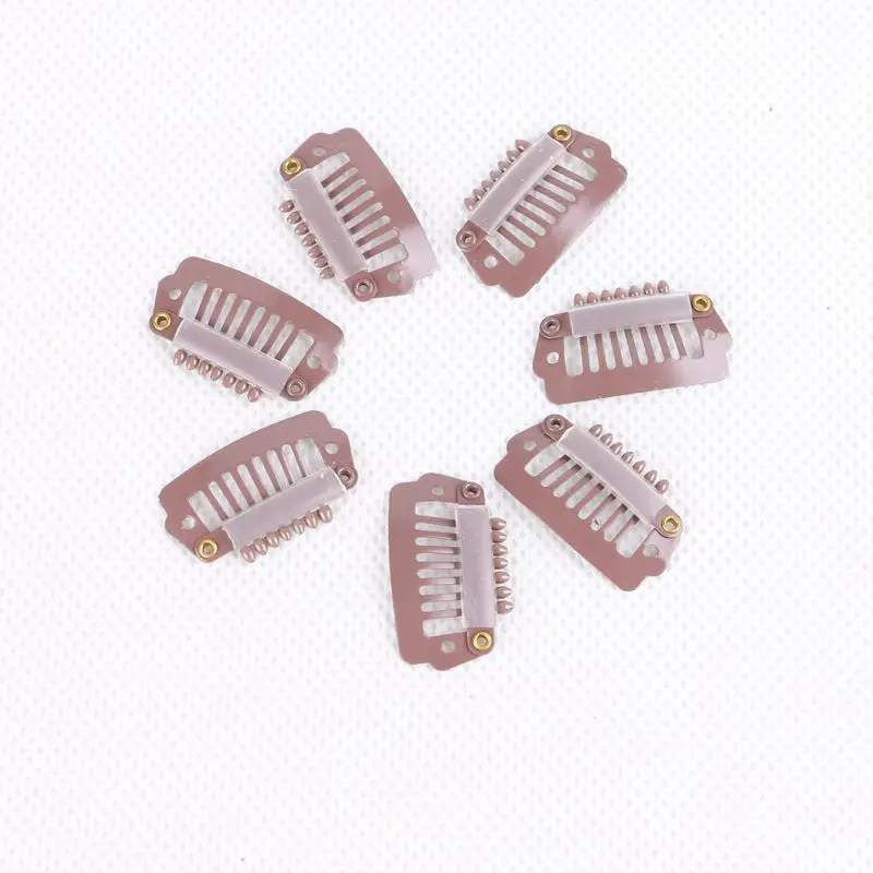 1000pcs 2.3cm 7 teeth Metal Snap Clips for Hair Extensions Clip-on Wig Wigs Weft Hairpiece I Shape Metal Clips