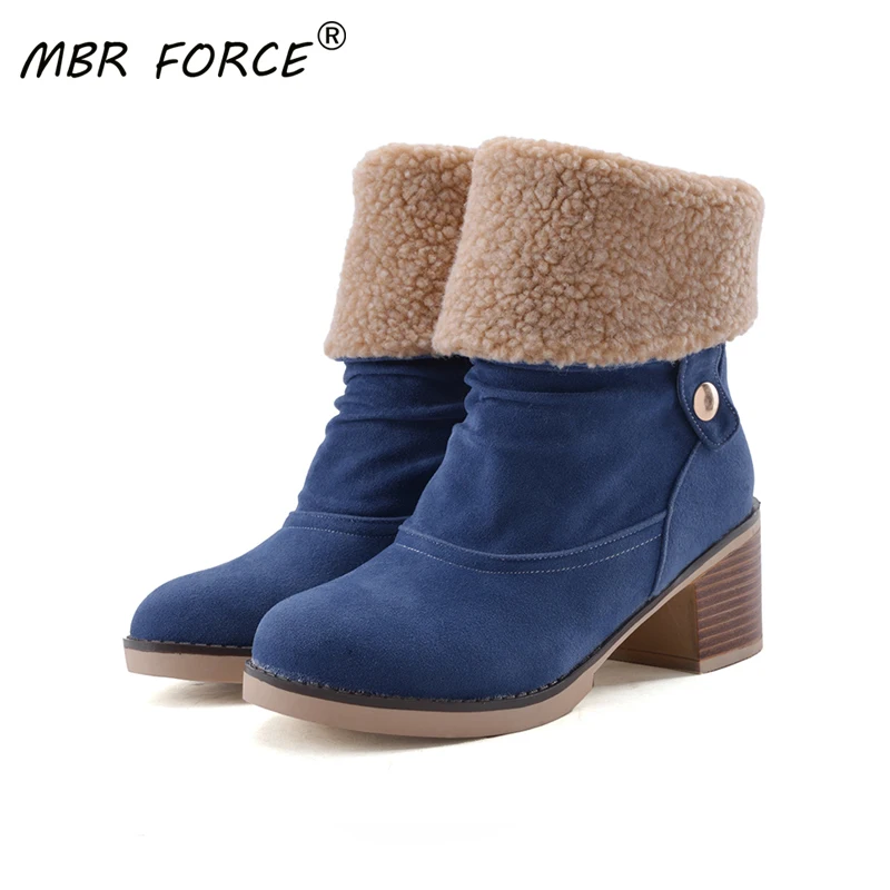 

MBR FORCE 2020 winter fashion all-match high-quality suede mid-heel high-heel comfortable style non-slip rubber sole warm boots