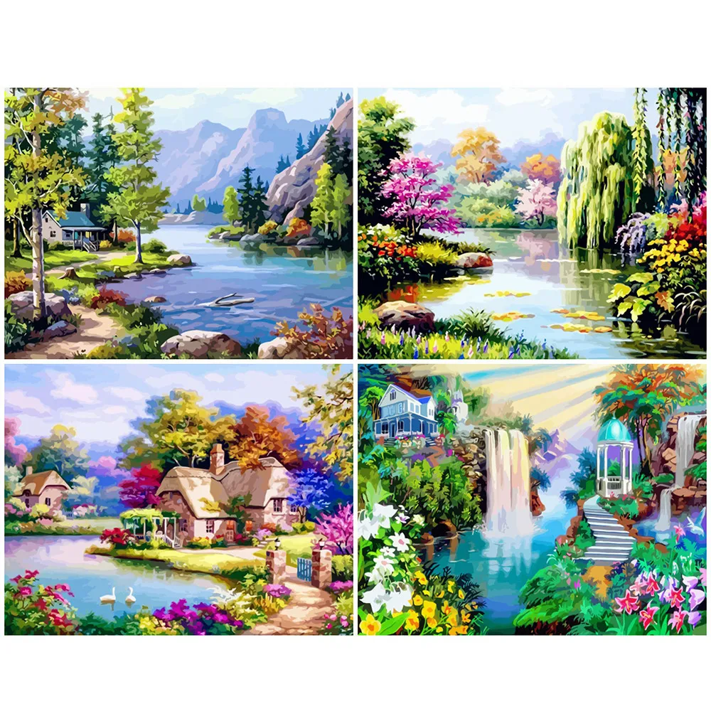 AZQSD-Painting-By-Numbers-Pictures-Canvas-Waterfall-Scenery-DIY-Frameless-Oil-Painting-Landscape-Wall-Art-Home