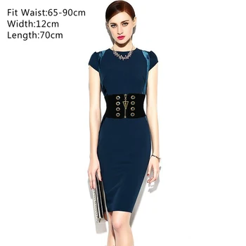 

Women Wide Corset Belt Pendant Zipper Fashion Slim Black Elastic Body Style High Waist Dress Stretch Belts for Girls Waistband