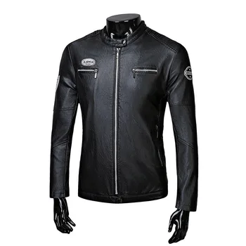 

Male Season Leather Jacket Teenagers Baseball Clothing Coat Youth Plus Velvet Thickness Men's Wear Tough Guy Locomotive Leather