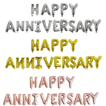 

16pcs 16inch HAPPY ANNIVERSARY Letter Foil Balloons Aluminum Balloon Anniversary Memorial day Theme Party Supplies Air Globos