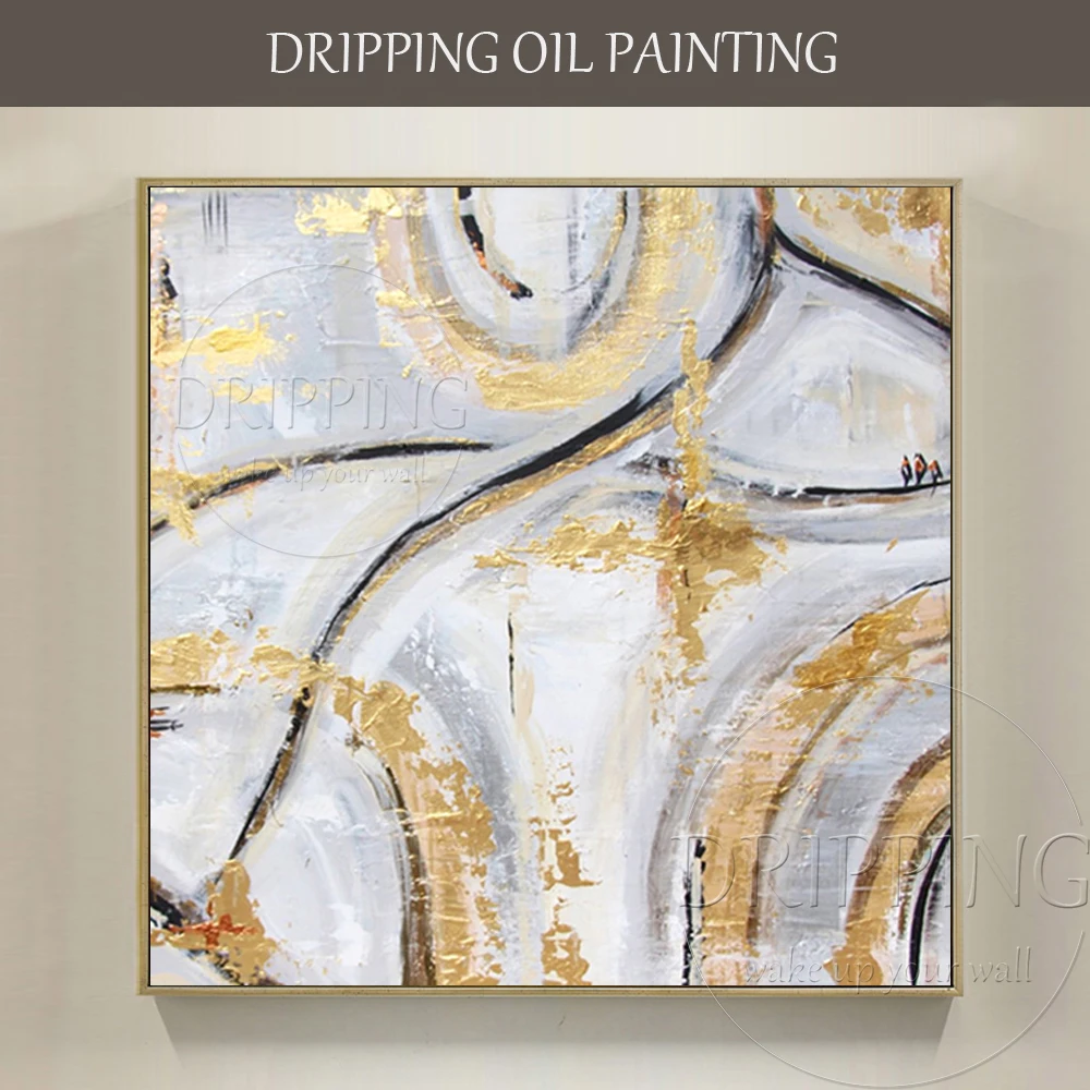 

Professional Painter Hand-painted High Quality Abstract Gold Oil Painting Canvas Wall Art Abstract Golden Paints Knife Painting