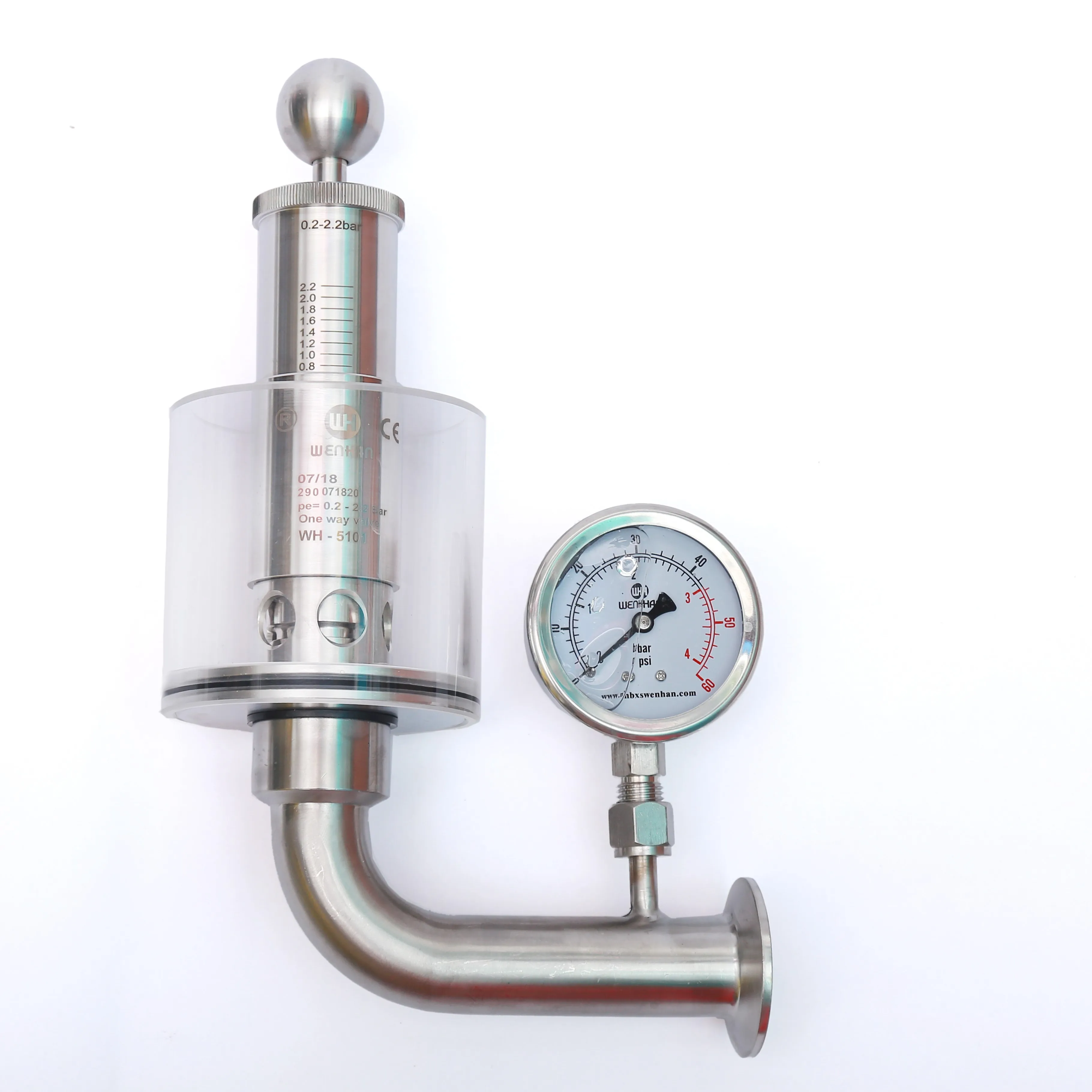 

Stainless steel pressure gauge adjustable air pressure relief valve