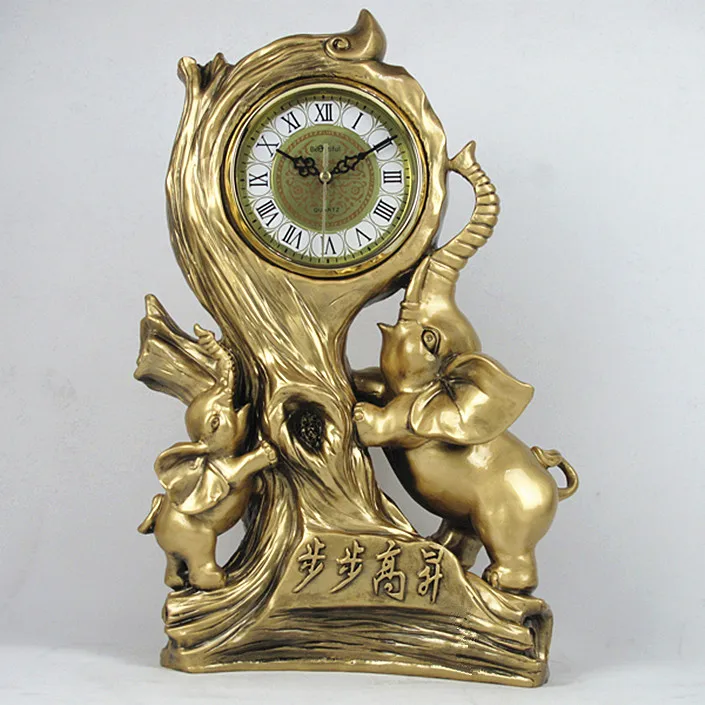 European elephant clock, living room ornaments, desktop household clocks and watches, luxury fashion, retro pendulum clock