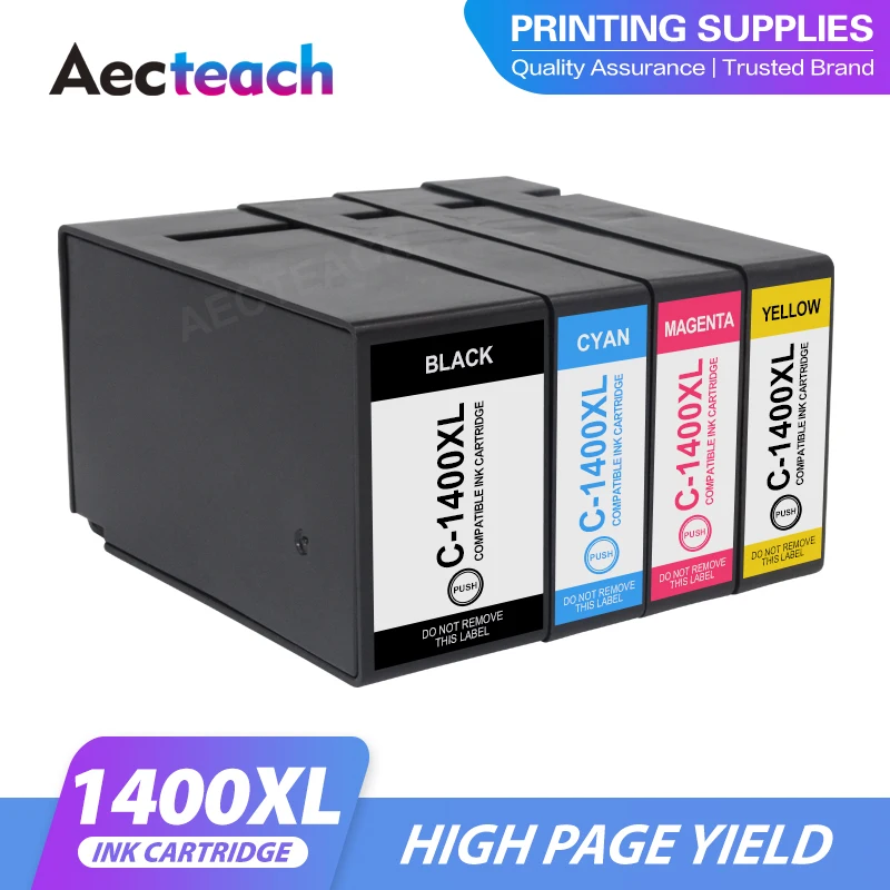 

Aecteach new 4color PGI-1400XL Compatible Ink Cartridge for Canon MAXIFY MB2340 MB2040 MB2140 MB2740 Full Ink PGI 1400 PGI1400