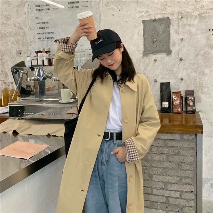 

2019 New Style Fashion Coat Mid-length Students Loose-Fit CHIC Korean-style WOMEN'S Coat Fashion