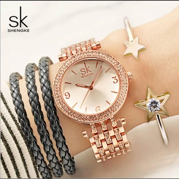 

Shengke Rose Gold Bracelet Watches Women Top Brand Luxury Ladies Quartz Watch 2019 SK Women's Day Gift Reloj Mujer #K0011