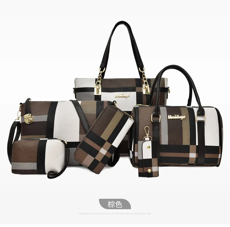 

Different Size Bags Six Pieces Set WOMEN'S Bag 2019 Autumn And Winter Fashion Korean-style Large-Volume ge wen bao Shoulder Simp